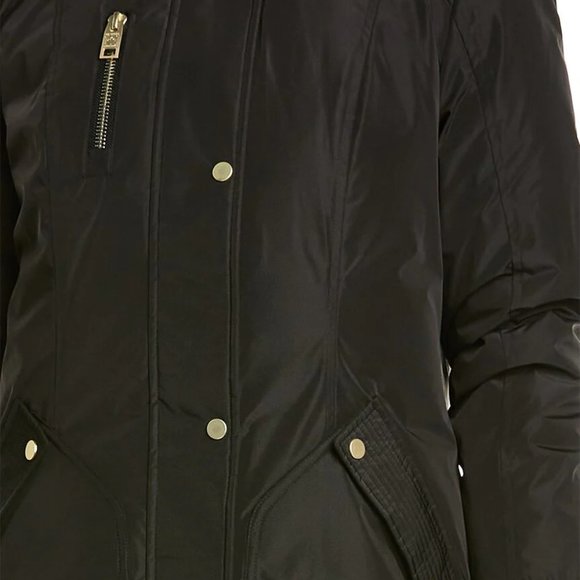 NB Series Nicole Benisti CLAREMONT Shearling Trim Down Parka Coat Black LRG NWT - Picture 9 of 14